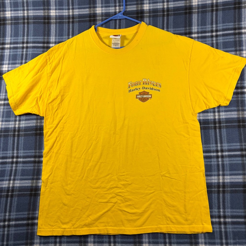 Harley-Davidson Four Rivers Paducah KY Riverboat Graphic T-Shirt Yellow Mens XL - Picture 2 of 8